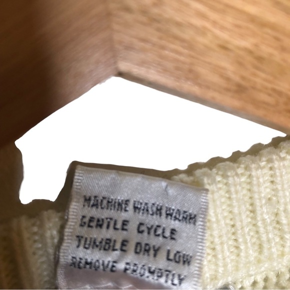 VINTAGE 80s Partners by Mervyns Cream Black Stripe Crewneck Tunic Sweater Medium - Picture 6 of 7